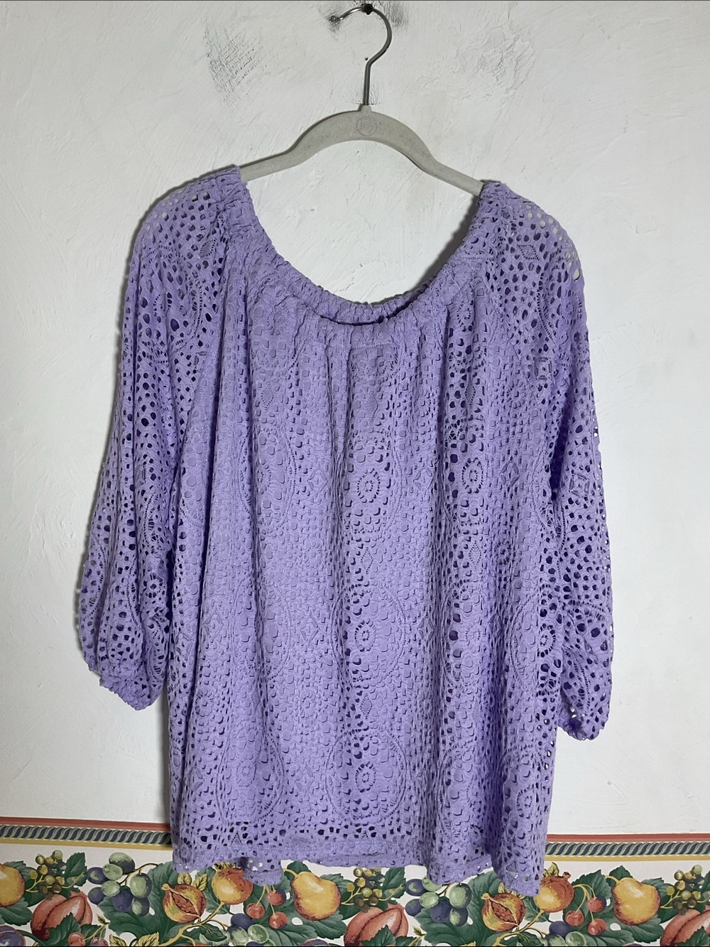 Leo & Nicole Lux Iris Purple Lace Convertible Off Shoulder Blouse Size XL NWT